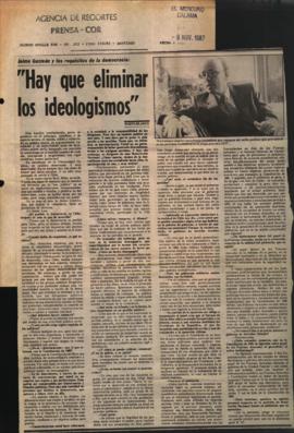 Entrevista en El Mercurio "Hay que eliminar los ideologismos"