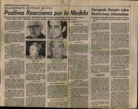 Entrevista en El Mercurio Levantamiento del Estado de Sitio: Positivas reacciones por la medida