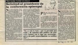 Columna en La Segunda Solicitud al presidente de la conferencia episcopal
