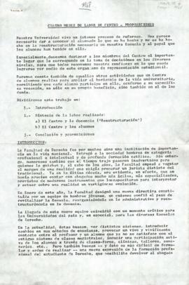 Cuatro meses de labor de centro - proposiciones