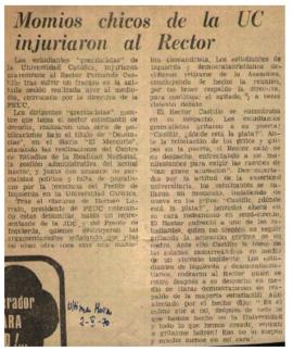 Prensa en Las Noticias de ÚLTIMA HORA. Momios chicos de la UC injurian al rector