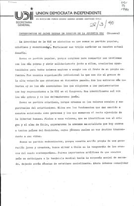 Intervención de Jaime Guzmán en Consejo de la Juventud de la UDI (Resumen)