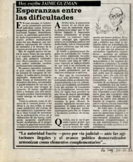 Columna en La Segunda Esperanzas entre las dificultades