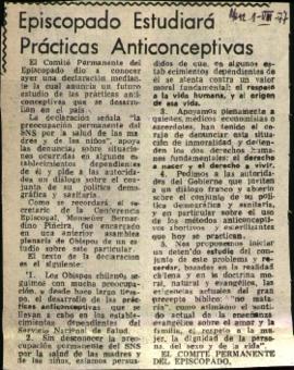DECLARACION DEL COMITE PERMANENTE DEL EPISCOPADO SOBRE PRACTICAS ANTICONCEPTIVAS DESARROLLADAS EN...