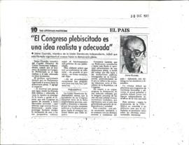 Entrevista en LUN "El congreso plebiscitado es una idea realista y adecuada"