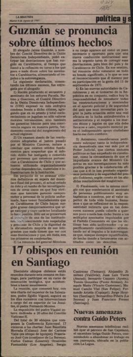 Entrevista en La Segunda Guzmán se pronuncia sobre últimos hechos