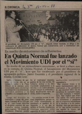 Prensa La Tercera. En Quinta Normal fue lanzado el movimiento UDI por el Sí