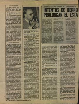 Prensa en La Tercera. Intentos de derrocar al Gobierno prolongan el Estado de Emergencia