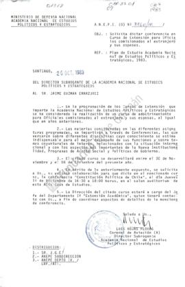Carta de solicitud para dictar conferencia en curso de extensión a la Academia Nacional de Estudi...