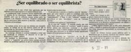 Columna en La Tercera ¿Ser equilibrado o ser equilibrista?