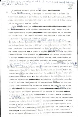 Borrador de documento de la Unión Demócrata Independiente sobre tema constitucional