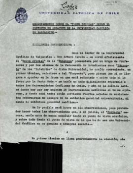 Observaciones sobre el texto oficial sobre el proyecto del estatuto de la UCV