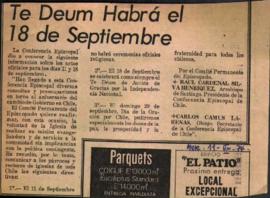 TE DEUM HABRA EL 18 DE SEPTIEMBRE