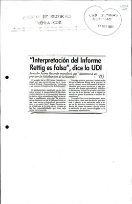 Prensa LUN. Interpretación del Informe Rettig es Falsa dice la UDI