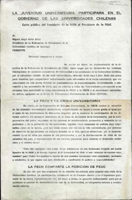 La juventud universitaria participará en el gobierno de las universidades chilenas: Carta pública...