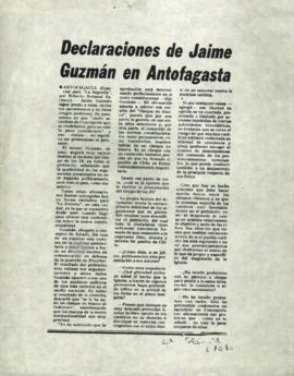 Entrevista en La Segunda Declaraciones de Jaime Guzmán en Antofagasta