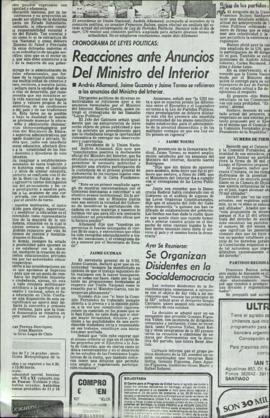 Entrevista en El Mercurio Reacciones ante anuncios del Ministerio del Interior