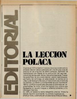 Editorial "La lección polaca", Realidad año 2, número 5