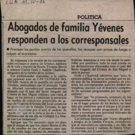 Prensa LUN. Abogados de Familia Yévenes Responden a los Corresponsales