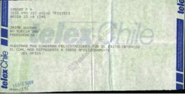 Telegrama de felicitaciones a Jaime Guzmán por triunfo electoral