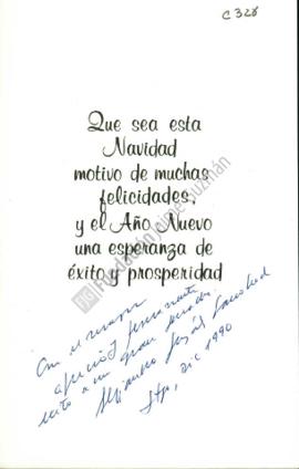 Tarjeta de Navidad a Jaime Guzmán