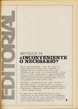 Editorial "Articulo 24: ¿Inconveniente o Necesario?", Realidad año 3, número 29