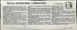 Columna en La Tercera Iglesia, autoritarismo y democracia