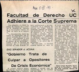 El Mercurio. Facultad de Derecho UC adhiere a la Corte Suprema