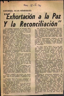 CARDENAL SILVA HENRIQUEZ: EXHORTACIÓN A LA PAZ Y LA RECONCILIACIÓN