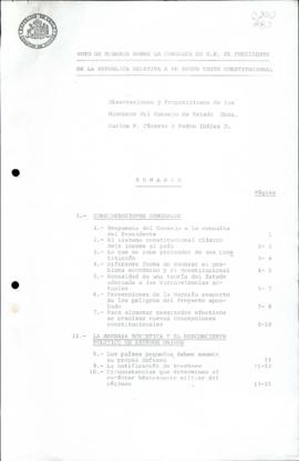 Voto de minoría sobre la consulta de S.E. el presidente de la república relativa aun nuevo texto ...