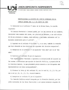 Modificaciones al Estatuto del Partido aprobadas por el Consejo General