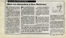 Columna en La Segunda ¡Que no escondan a don Beltrán!