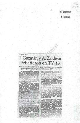 Prensa en El Mercurio. Anoche: J. Guzmán y A. Zaldívar debatieron en TV