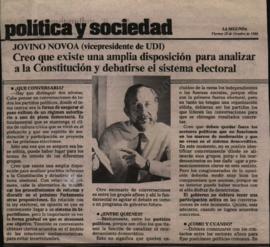 Prensa La Segunda. Jovino Novoa "Creo que existe disposición para analizar Constitución"