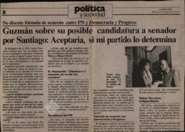 Prensa La Segunda. Guzmán sobre su posible candidatura a senador por Santiago