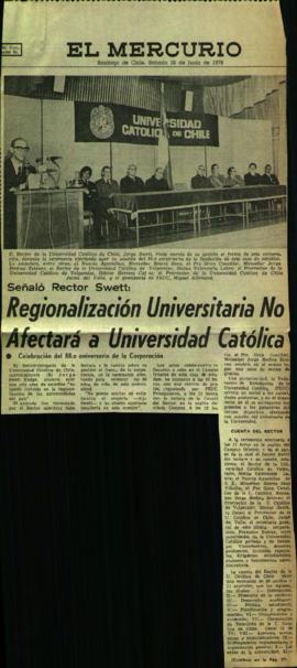 Señaló rector Swett: regionalización universitaria no afectará a Universidad Católica