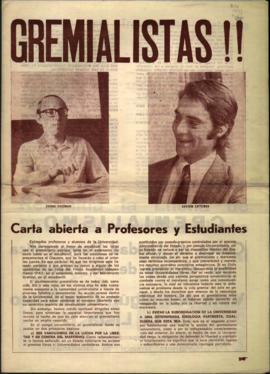 Carta abierta a profesores y estudiantes