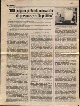Entrevista en La Tercera "UDI propicia profunda renovación de personas y estilo político"