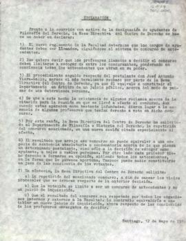 Declaración por ayudante en Mesa Directiva del Centro de Derecho UC