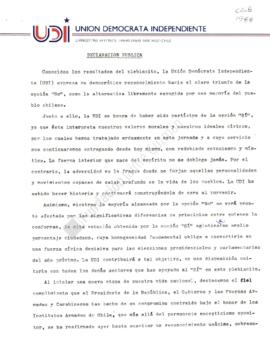 Prensa. Declaración Pública Triunfo de la Opción NO