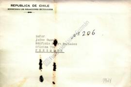 Carta informando el arribo de John Lewis por libro "Chile: one year after" y solicitand...