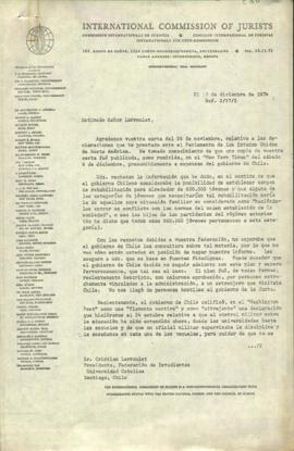 Carta a Cristián Larroulet