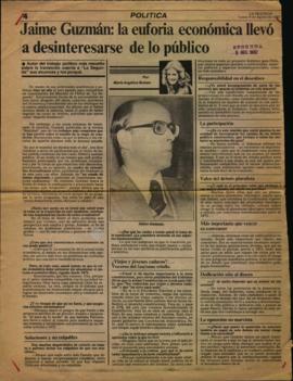 Entrevista en La Segunda La euforia económica llevó a desinteresarse de lo público