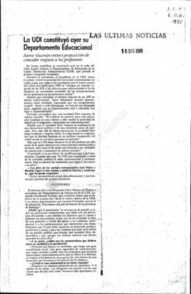 Prensa LUN. La UDI Constituyó Ayer su Departamento Educacional