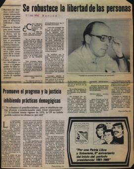 Prensa en La Nación. Jaime Guzmán Errázuriz: "La Constitución Política de 1980 consagra la d...