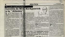 Columna en La Segunda Lección de Mrs. Kirkpatrick a la "Alianza"