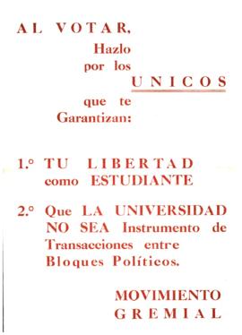 Volante pidiendo el voto a estudiantes