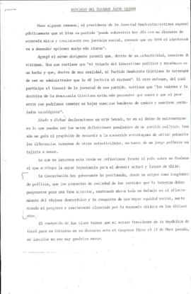 Borrador del discurso del senador Jaime Guzmán