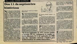 Columna en La Segunda Dos 11 de septiembre históricos