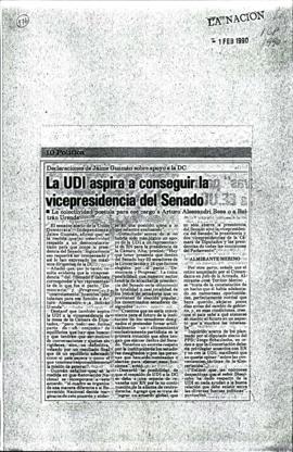 Prensa en La Nación. La UDI aspira a conseguir la vicepresidencia del Senado